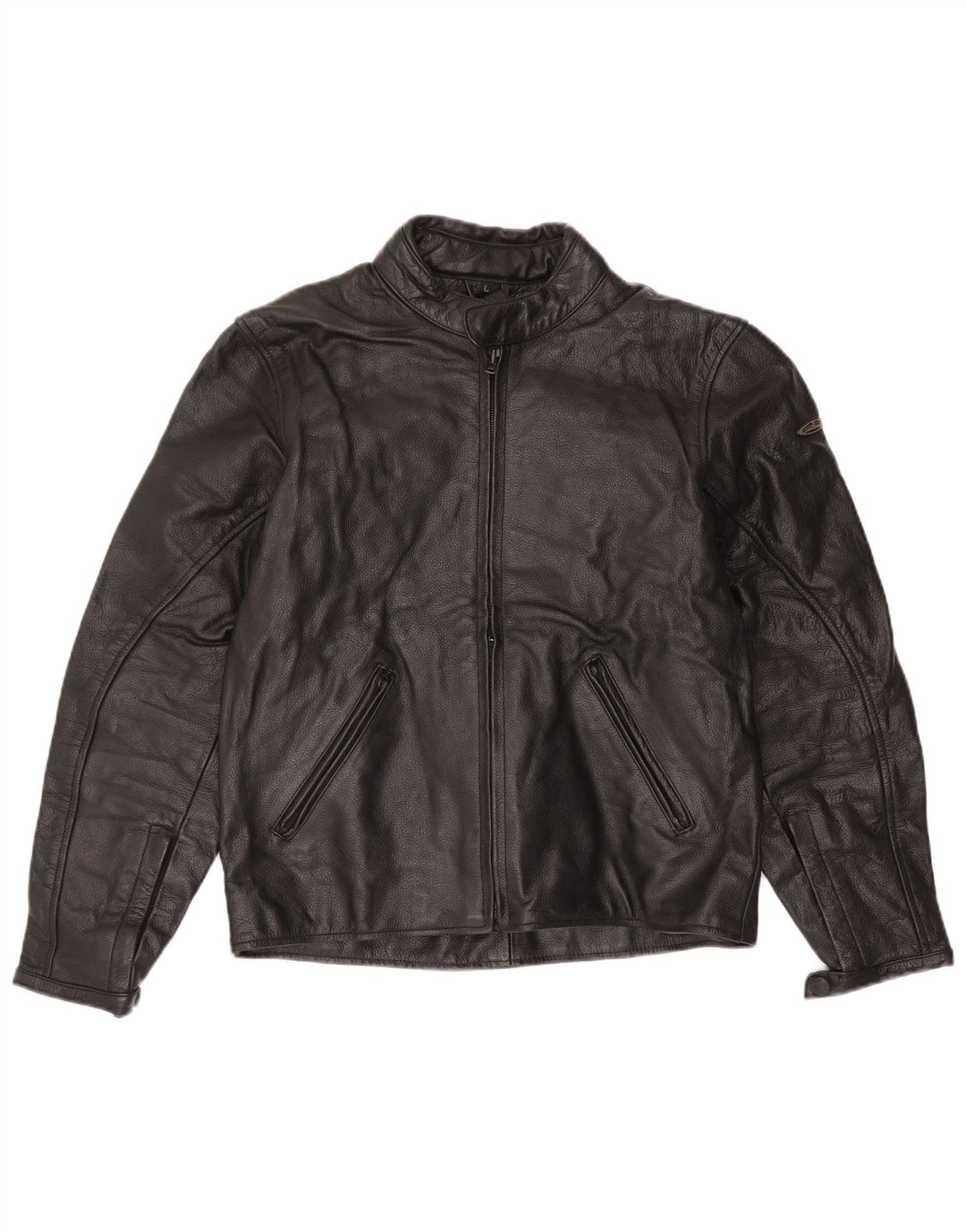 Vintage Damen Leder Racer Jacke UK 16 Large Schwarz