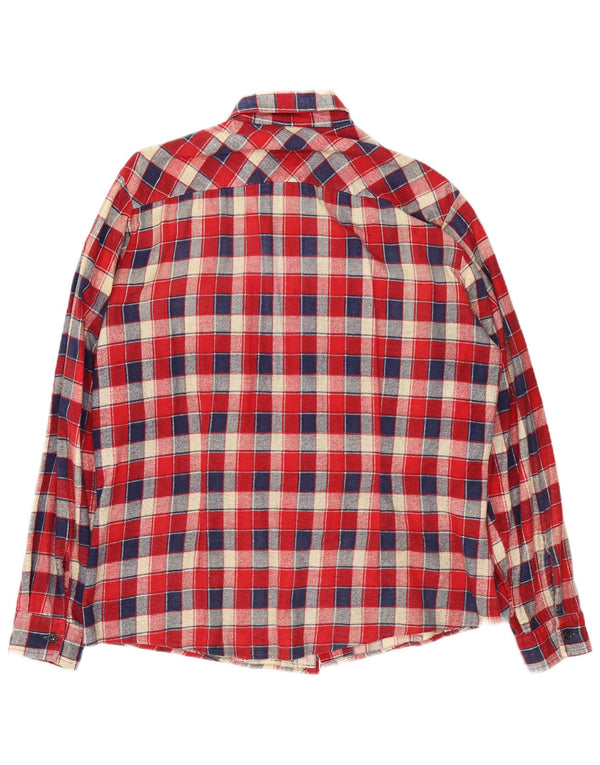 Vintage Herren Flanellhemd Größe 42 16 1/2 Große rot karierte Baumwolle