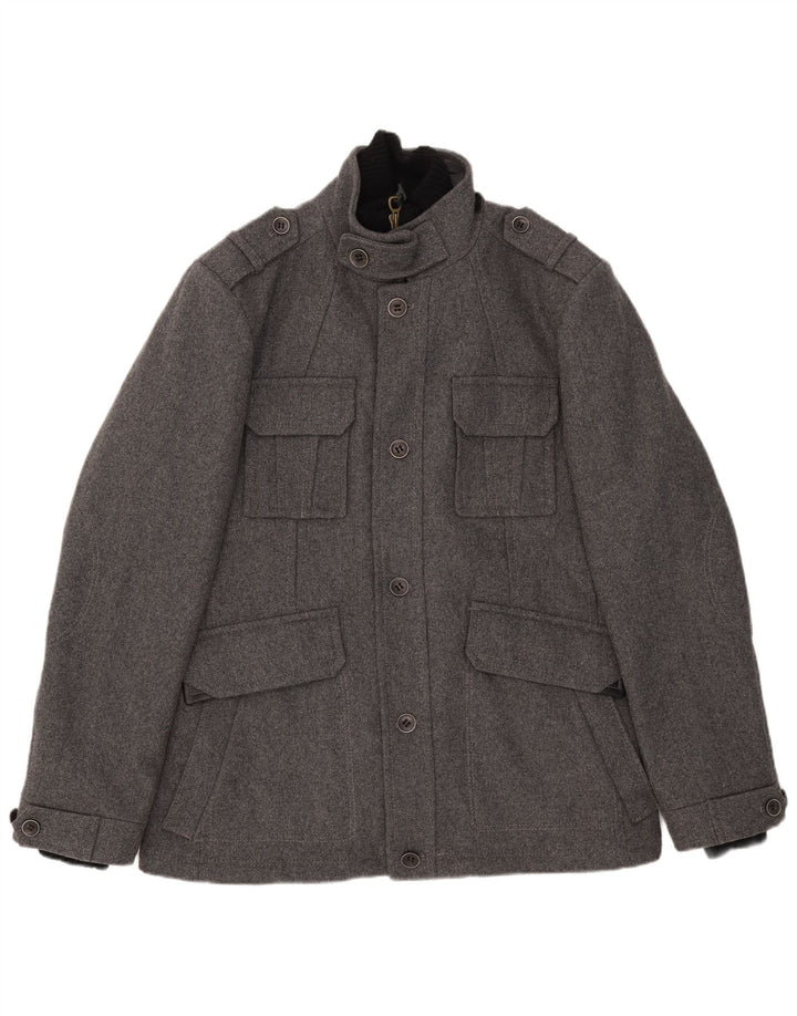 Esprit Herren Militärjacke UK 42 XL Graue Wolle