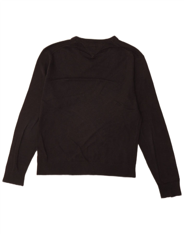 Tommy Hilfiger Herren-Pullover mit V-Ausschnitt, mittelschwarz, Baumwolle