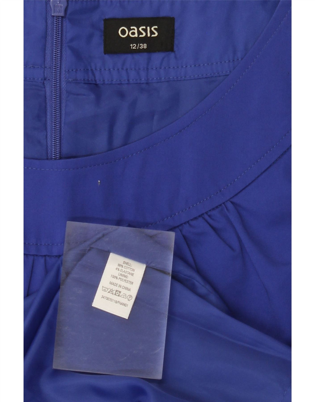 OASIS Damen Etuikleid UK 12 Medium Marineblau Baumwolle