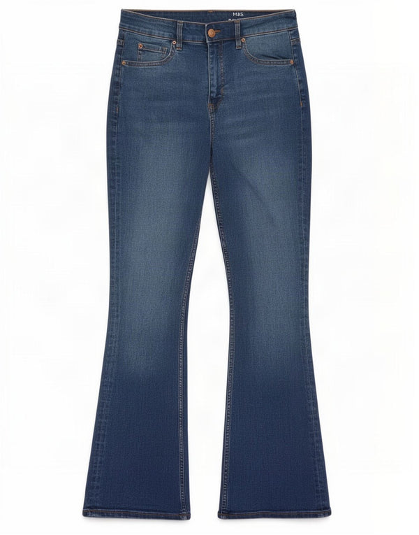 Marks & Spencer Damen Eva Bootcut Jeans UK 12 Medium W30 L30 Blaue Baumwolle