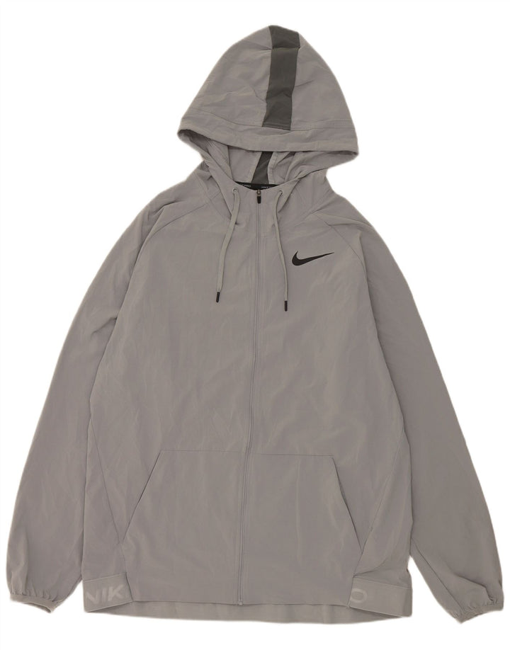 Nike Herren Dri Fit Kapuzen-Trainingsoberteil, Jacke, Größe L, Grau, Farbblock