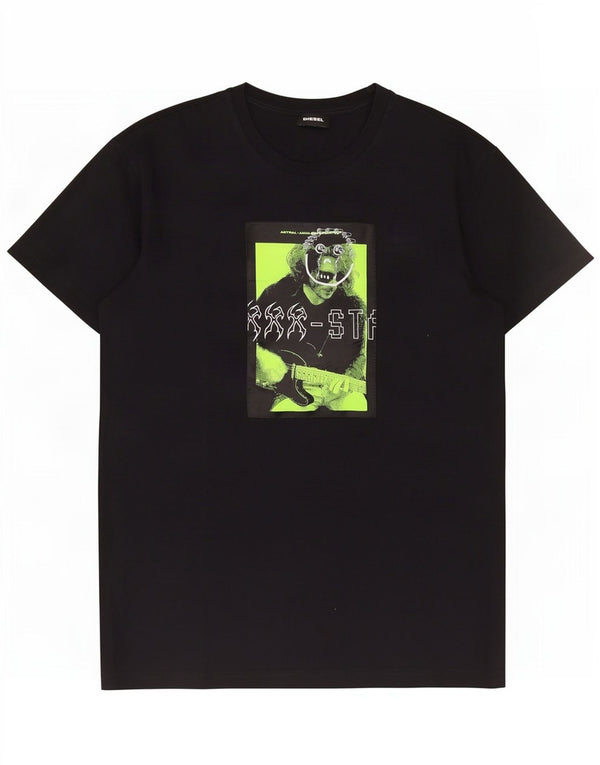Diesel Herren Grafik T-Shirt Top 2XL Schwarz Baumwolle