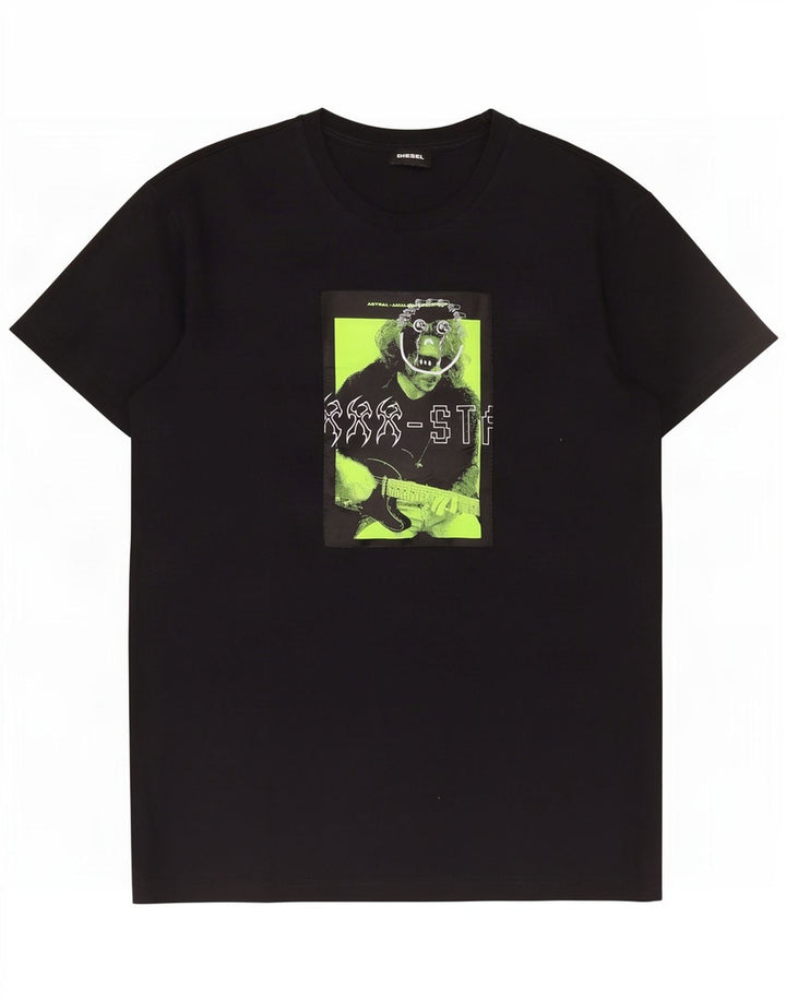 Diesel Herren Grafik T-Shirt Top 2XL Schwarz Baumwolle