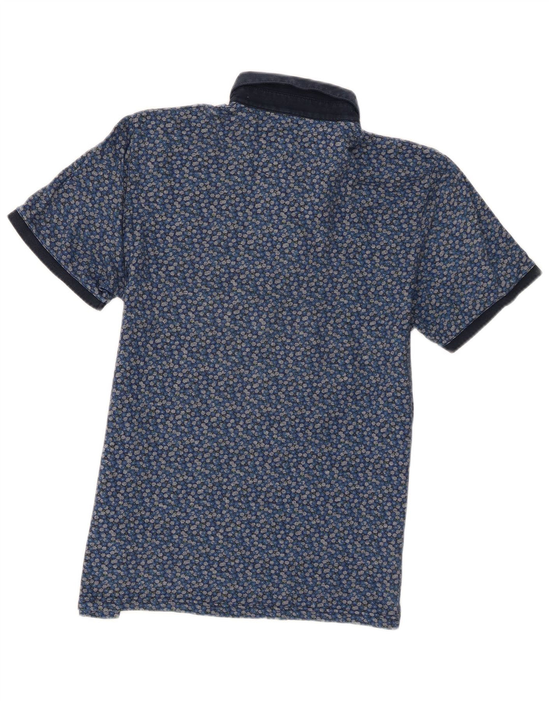 Ted Baker Herren-Poloshirt, Größe 4, groß, blaues Blumenmuster, Baumwolle
