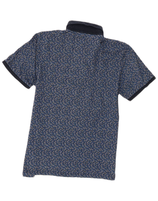 Ted Baker Mens Polo Shirt Size 4 Large Blue Floral Cotton