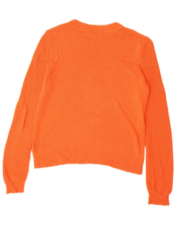 Ralph Lauren Damen-Pullover mit Rundhalsausschnitt, UK 14, mittelorange Baumwolle