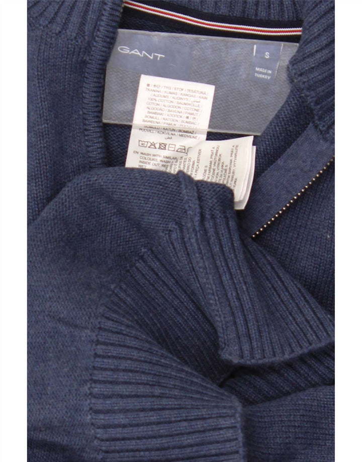 Gant Herren-Pullover mit Reißverschluss am Hals, Größe S, marineblaue Baumwolle