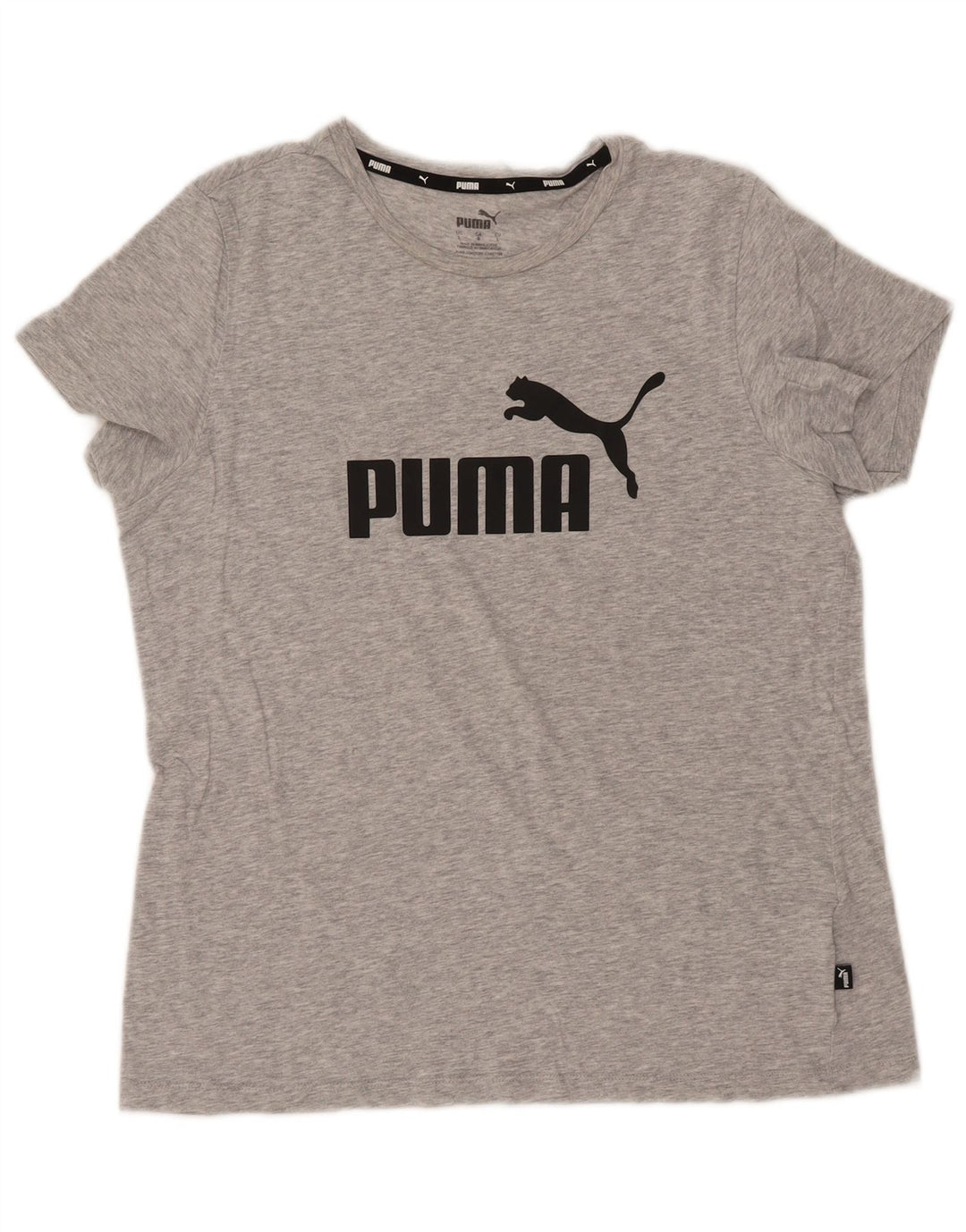 PUMA Damen Grafik T-Shirt Top UK 16 Large Grau Baumwolle