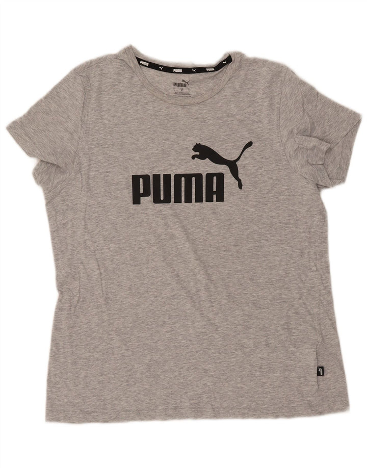 PUMA Damen Grafik T-Shirt Top UK 16 Large Grau Baumwolle