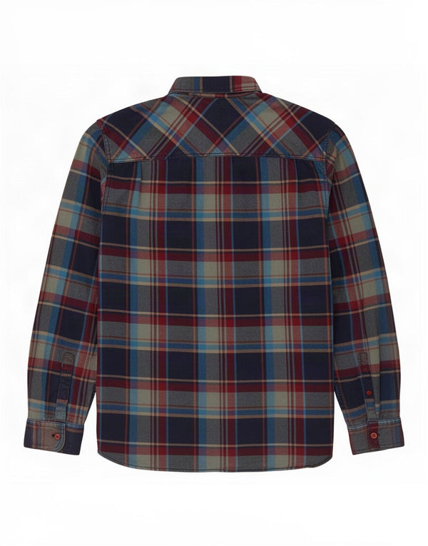 White Stuff Mens Flannel Shirt Medium Navy Blue Plaid Cotton