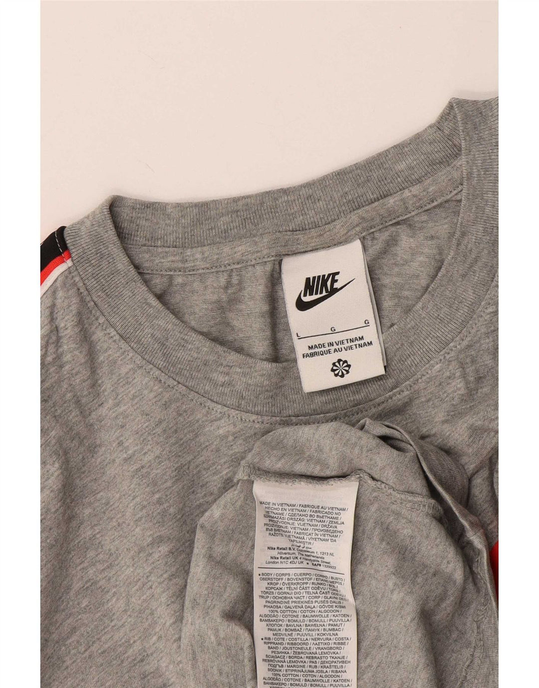 Nike Herren-T-Shirt mit Grafik, Größe L, Grau, Colourblock-Baumwolle