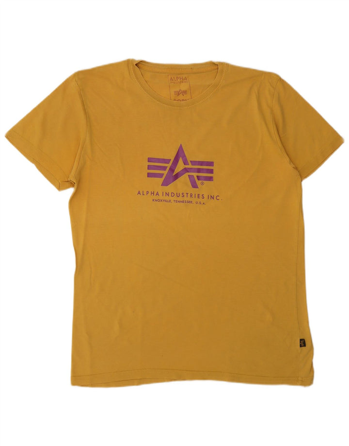 ALPHA INDUSTRIES Herren-Grafik-T-Shirt-Oberteil aus mittelgelber Baumwolle