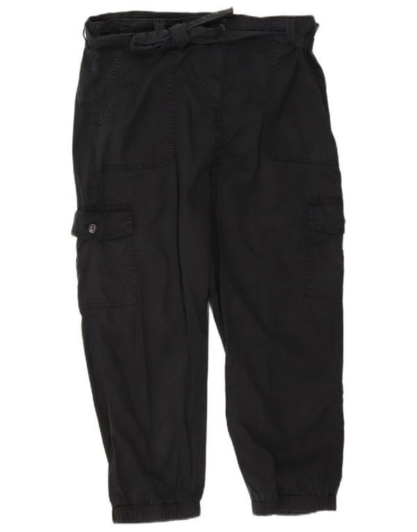 Marks & Spencer Damen Crop Jogger Cargohose UK 18 XL W36 L25 Schwarz