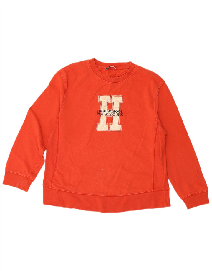Zara Damen Grafik-Sweatshirt-Pullover UK 14 Mittelrote Baumwolle