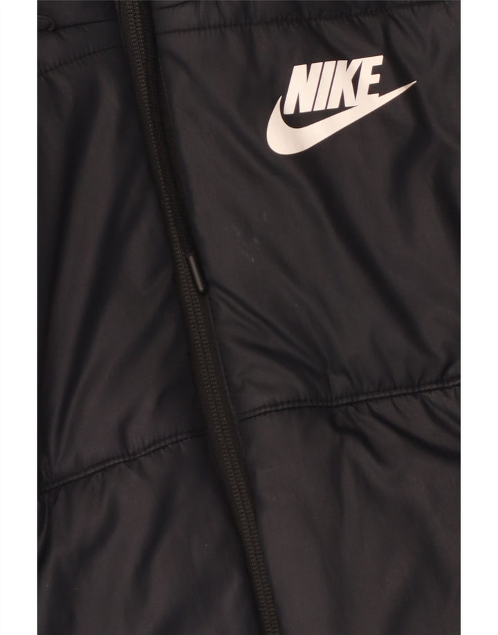 Nike Damen-Kapuzenjacke, wattiert, Gr. 10, Größe S, Schwarz, Polyester