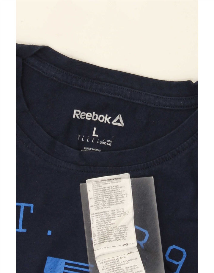 Reebok Herren-T-Shirt mit Grafik, groß, marineblau, Baumwolle