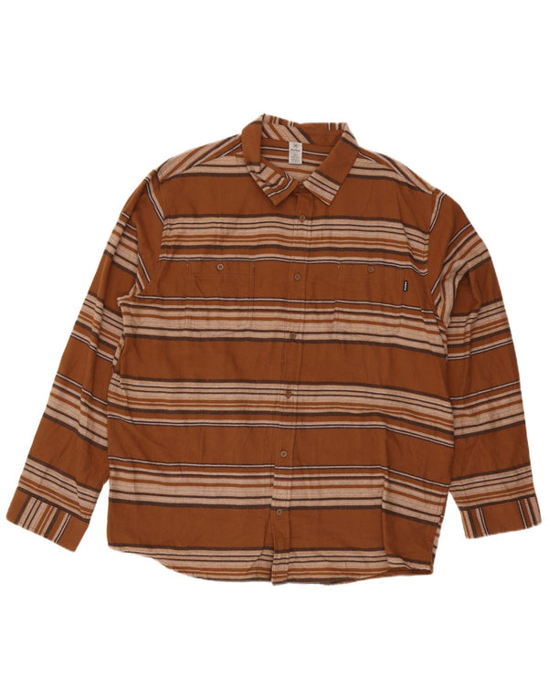 Hurley Herren Flanellhemd 2XL Braun gestreift