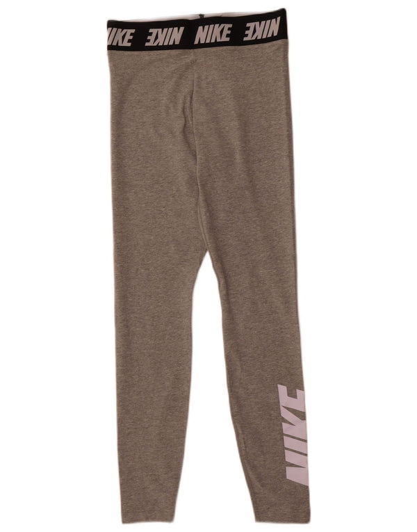 Nike Womens Graphic Leggings UK 10 Small Graue Baumwolle