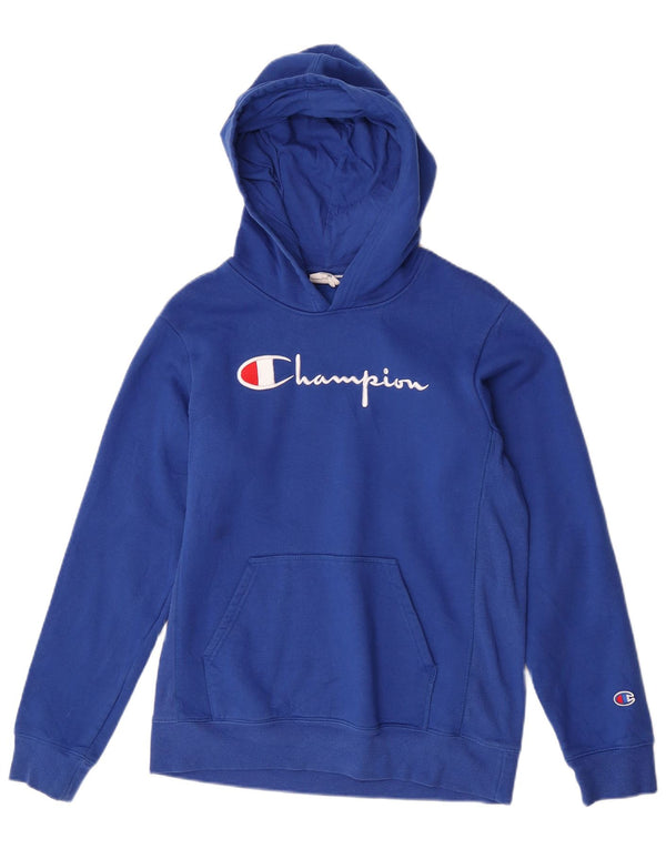 Champion Womens Graphic Hoodie Pullover UK 18 XL Blaue Baumwolle