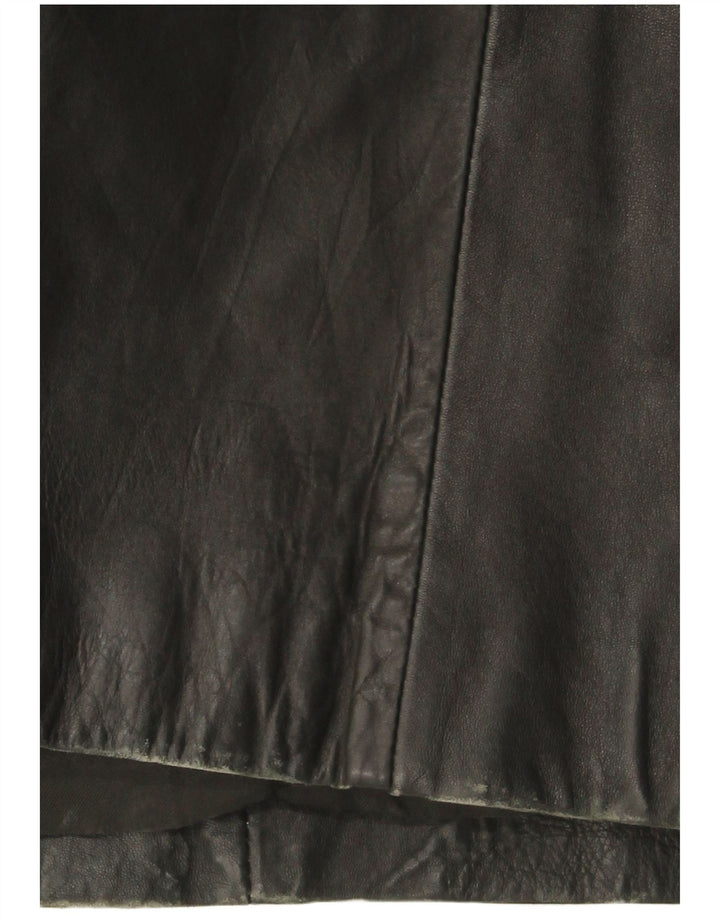 Vintage Damen Ledermantel UK 18 XL Schwarzes Leder