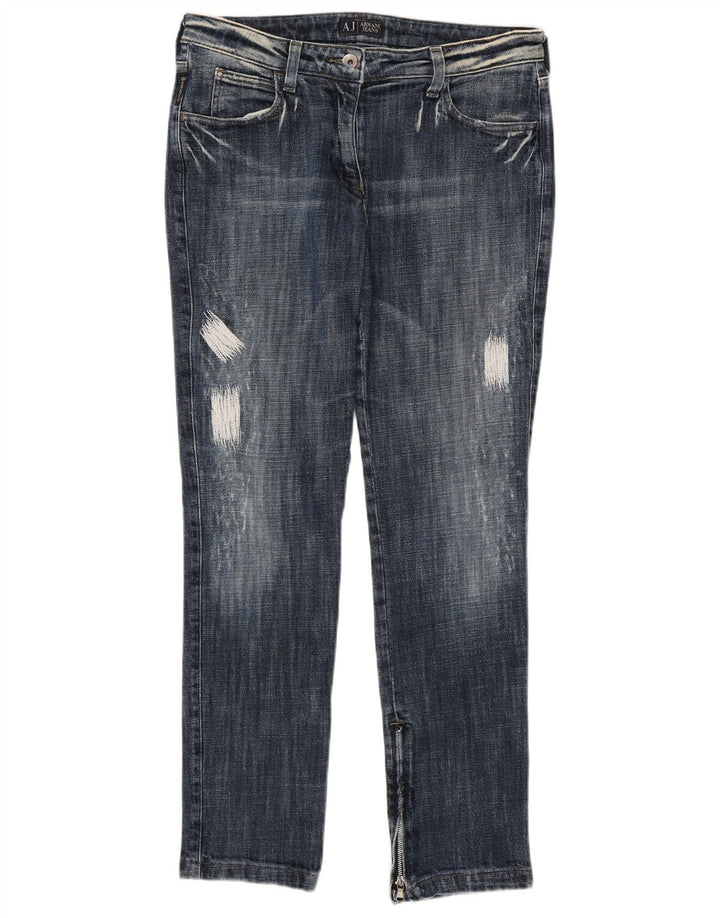 Armani Damen Distressed Slim Jeans W29 L29 Marineblau