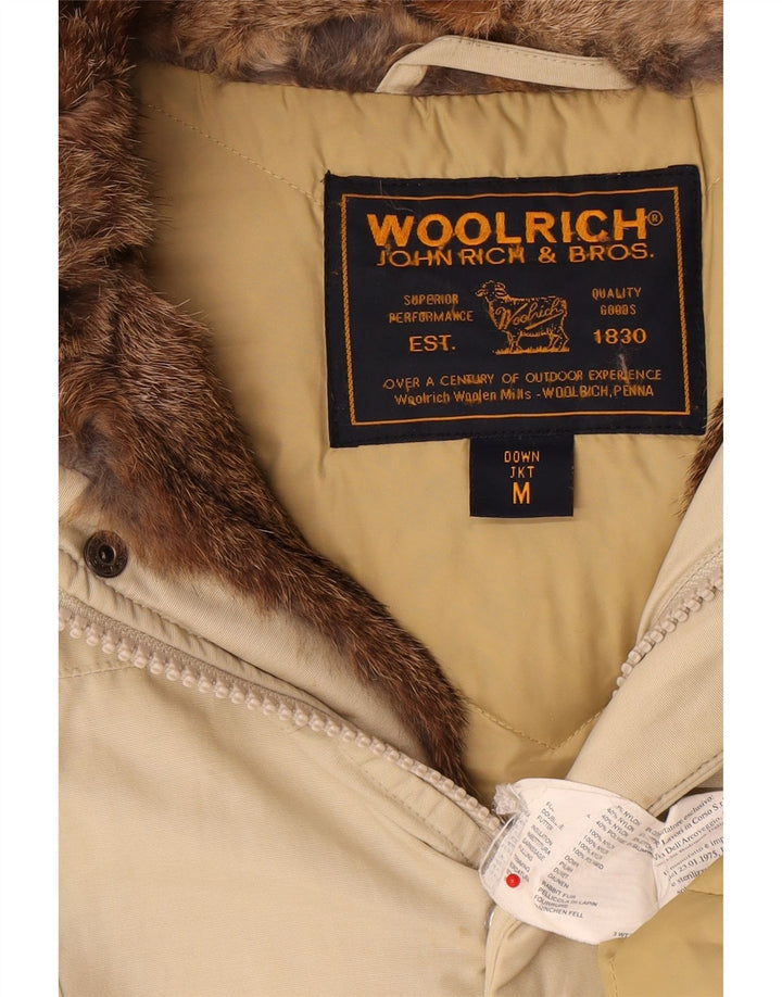 Woolrich Wattierter Damenmantel mit Kapuze, UK 12, mittelbeige Baumwolle