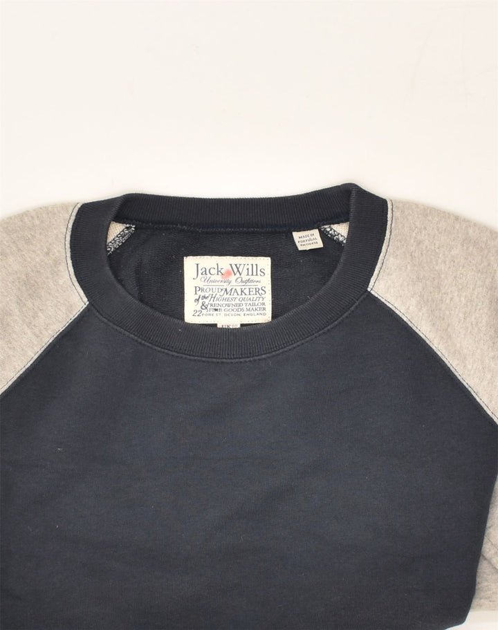 JACK WILLS Womens Sweatshirt Jumper UK 10 Small  Navy Blue Colourblock | Vintage Jack Wills | Thrift | Second-Hand Jack Wills | Used Clothing | Messina Hembry 