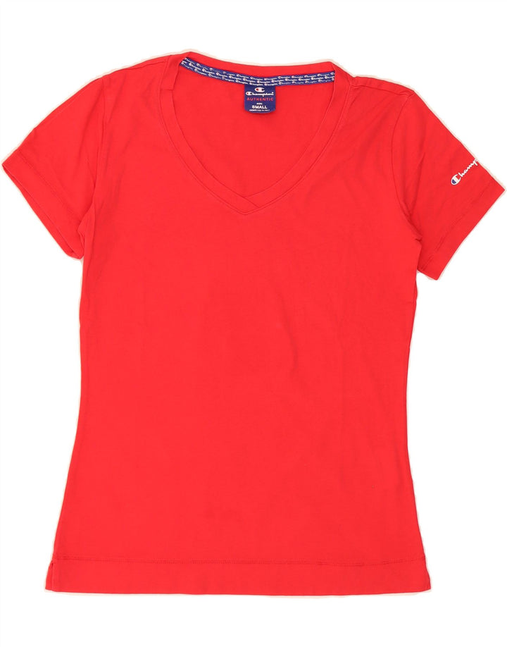 CHAMPION Womens T-Shirt Top UK 10 Small Red Cotton Vintage Champion and Second-Hand Champion from Messina Hembry 