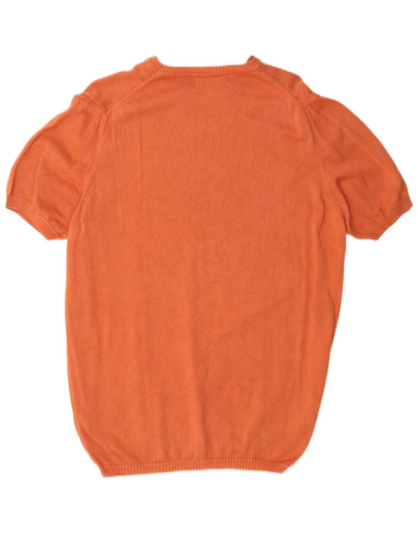 Zara Herren Kurzarm-Pullover mit U-Boot-Ausschnitt XL Orange Baumwolle