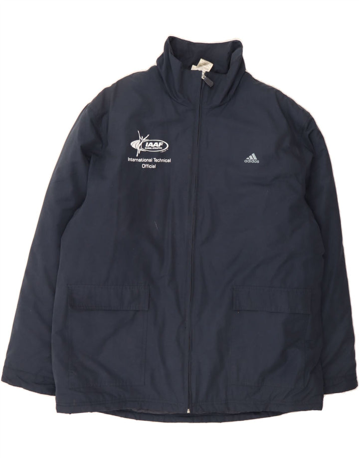ADIDAS Mens Padded Coat Size 44/46 Large Navy Blue Cotton Vintage Adidas and Second-Hand Adidas from Messina Hembry 