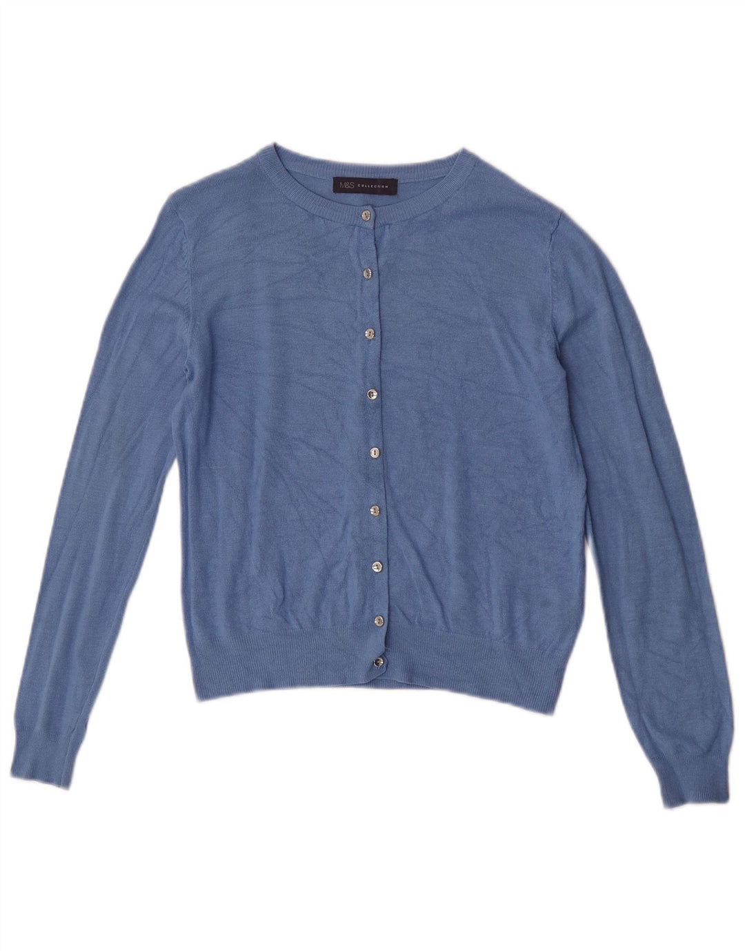 Marks & Spencer Damen Crop Cardigan Pullover UK 10 Small Blaue Viskose