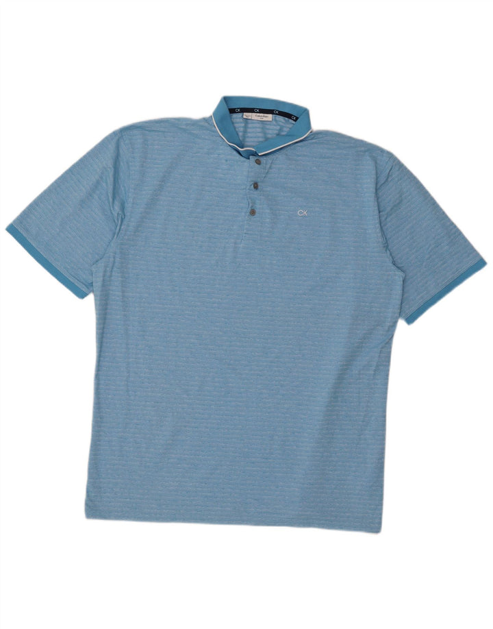 Calvin Klein Herren Golf-Poloshirt 3XL blau gestreift aus Baumwolle