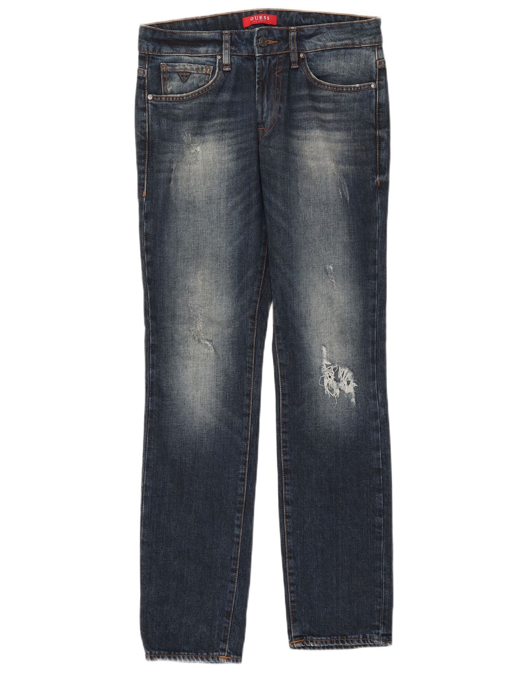 Guess Damen Distressed Slim Jeans W30 L32 Blaue Baumwolle