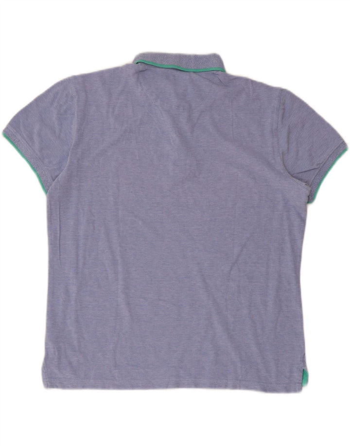 Massimo Dutti Herren-Poloshirt mit lässiger Passform, große blaue Baumwolle