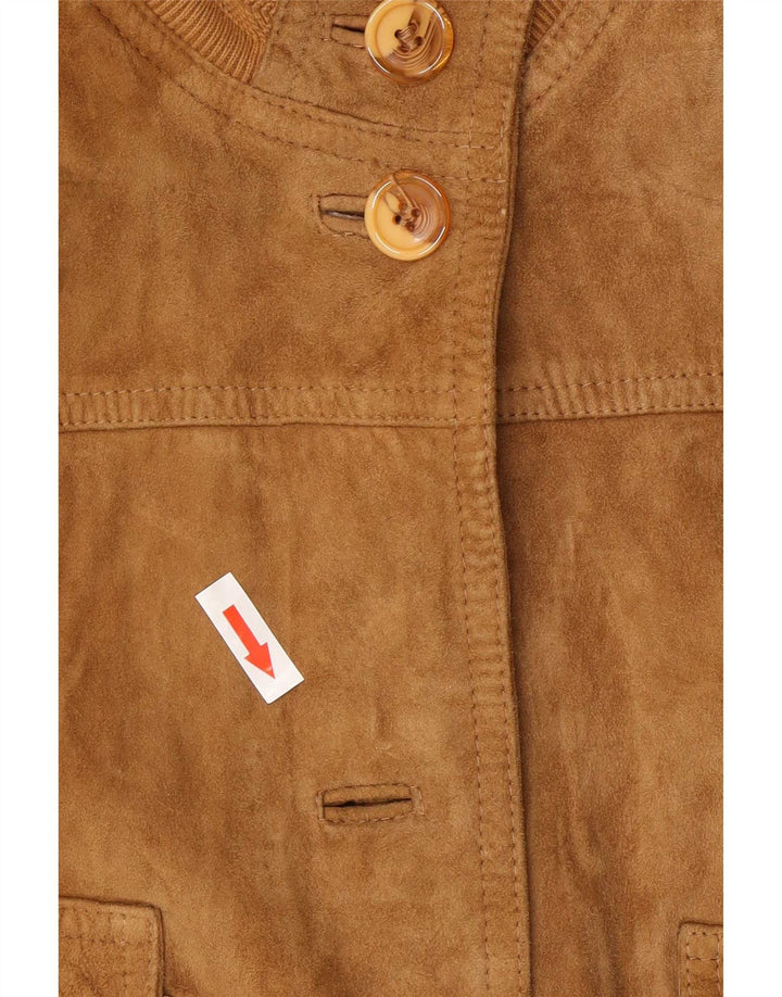Vintage Damen Wildleder Bomberjacke IT 44 Medium Beige Leder