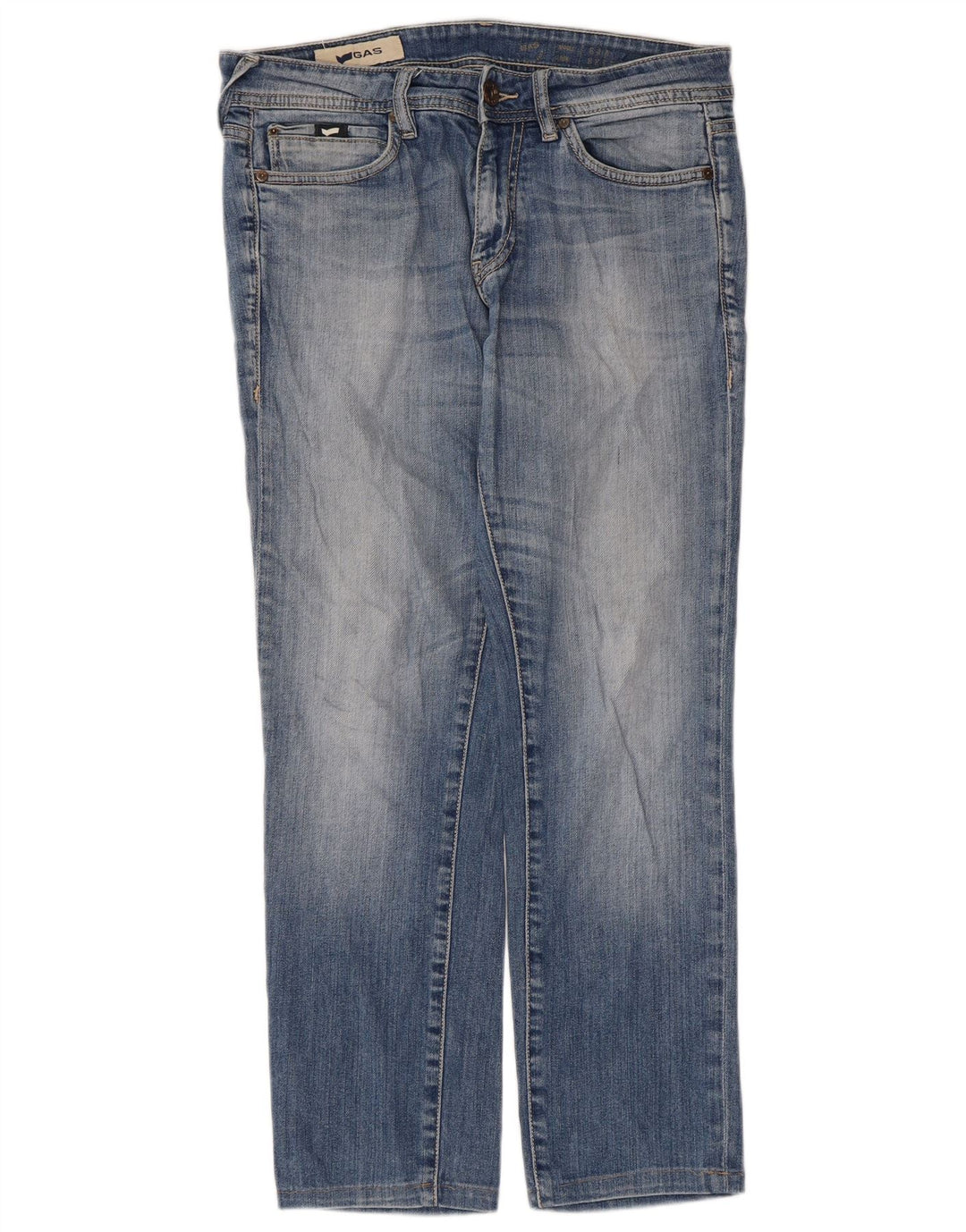 Gas Damen Straight Jeans W33 L27 Blaue Baumwolle