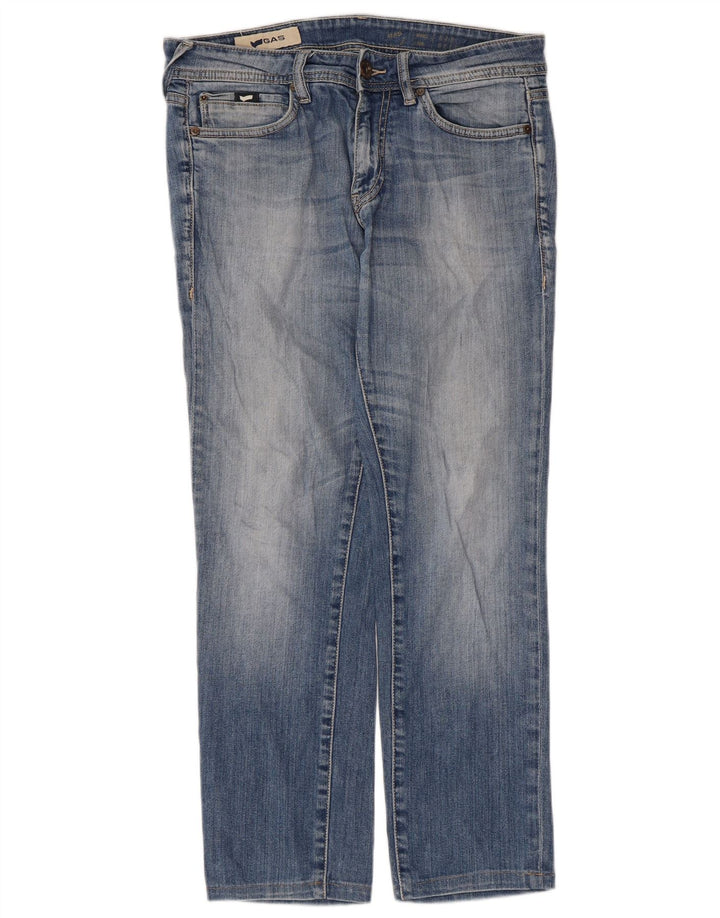 Gas Damen Straight Jeans W33 L27 Blaue Baumwolle