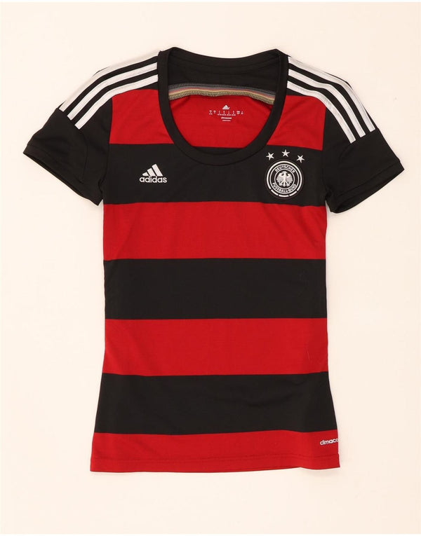 Adidas Damen Deutscher Fußball Bund T-Shirt Top UK 8/10 Small Schwarz