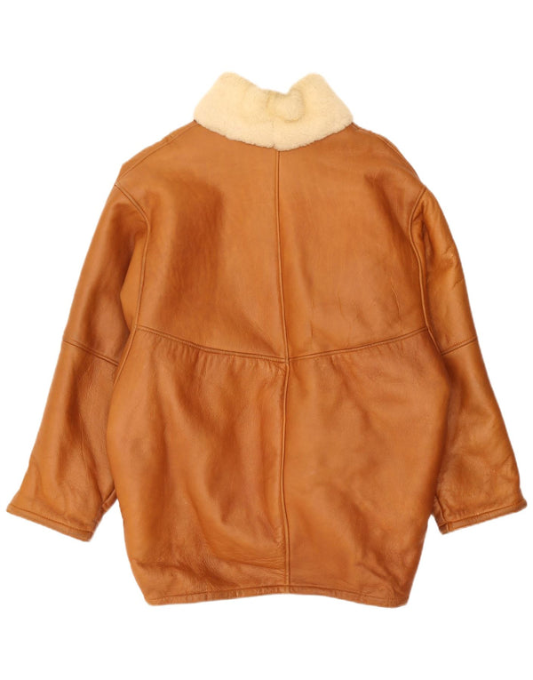 Vintage Damen Übergroße Lammfelljacke IT 44 Mittelbraun