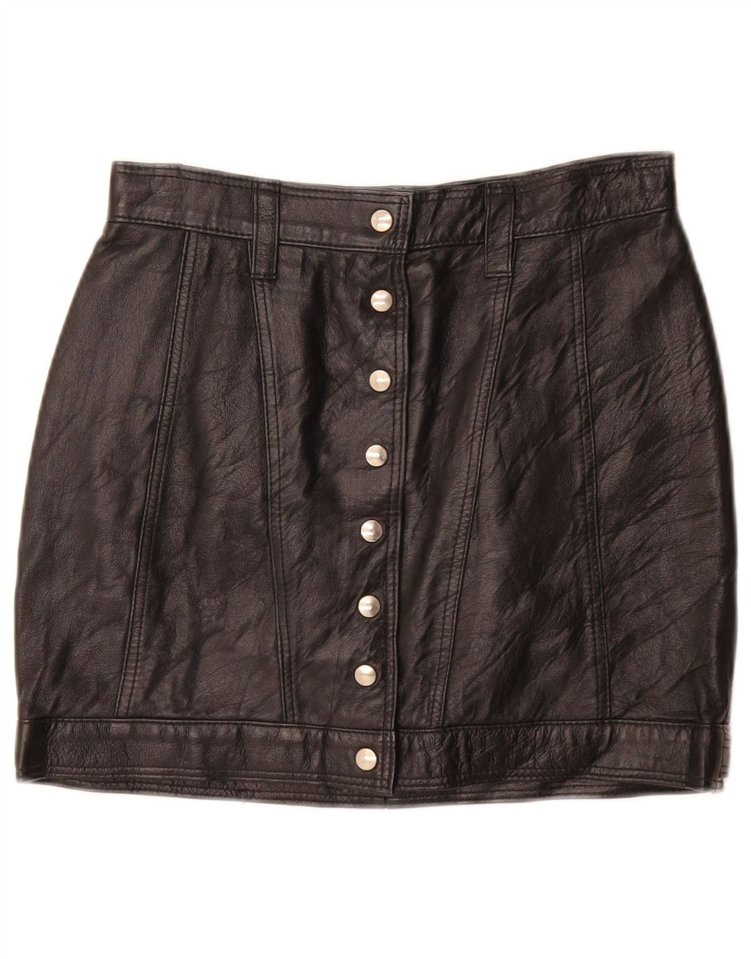 Vintage Damen Mini Lederrock W26 Small Schwarz