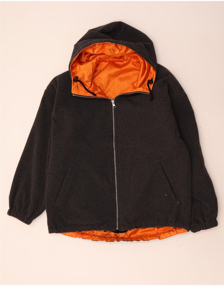 Vintage Kapuzen-Wende-Skijacke für Jungen, 15–16 Jahre, orangefarbenes Nylon