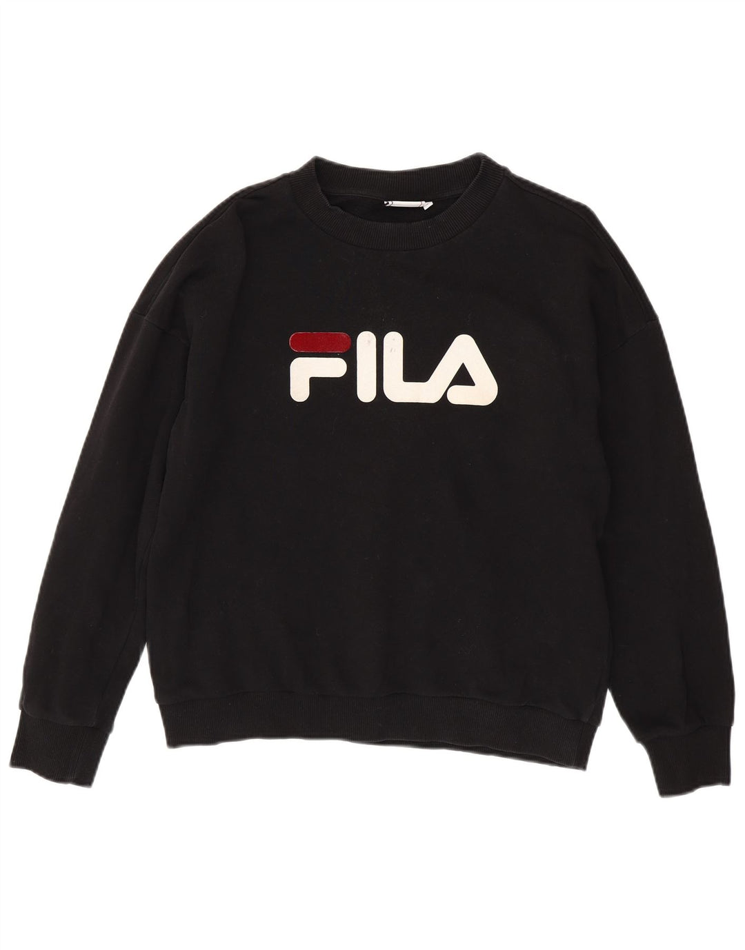 FILA Damen Grafik-Sweatshirt-Pullover UK 16 Große schwarze Baumwolle