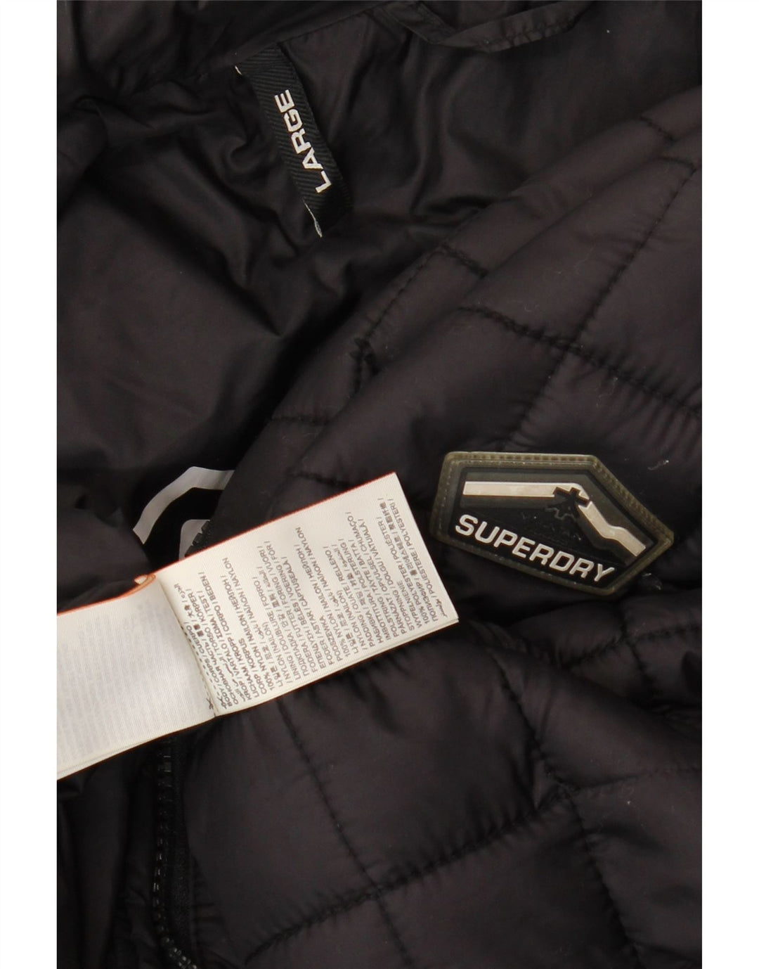 Superdry Herren Wattierte Jacke UK 40 Large Schwarz Nylon