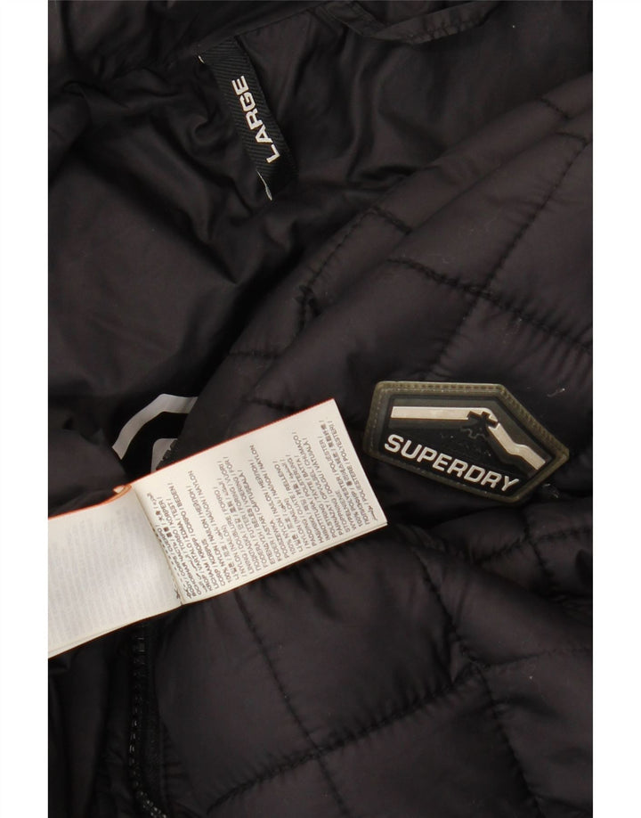 Superdry Herren Wattierte Jacke UK 40 Large Schwarz Nylon