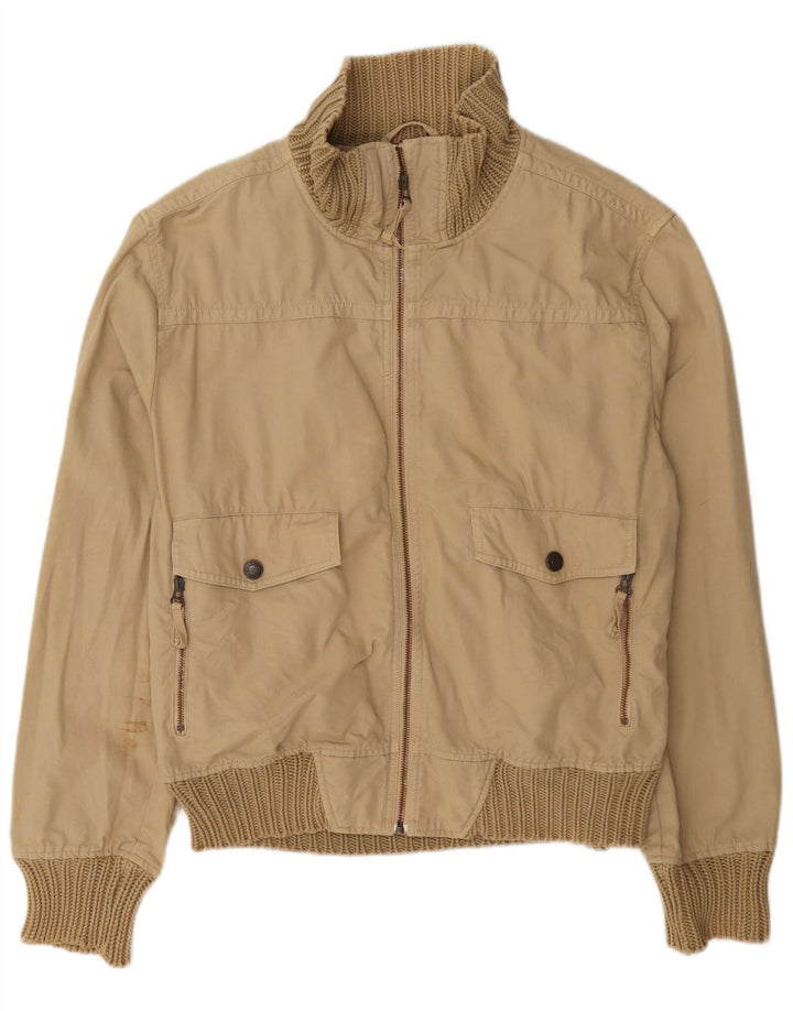Zara Herren Bomberjacke UK 42 XL Beige Baumwolle