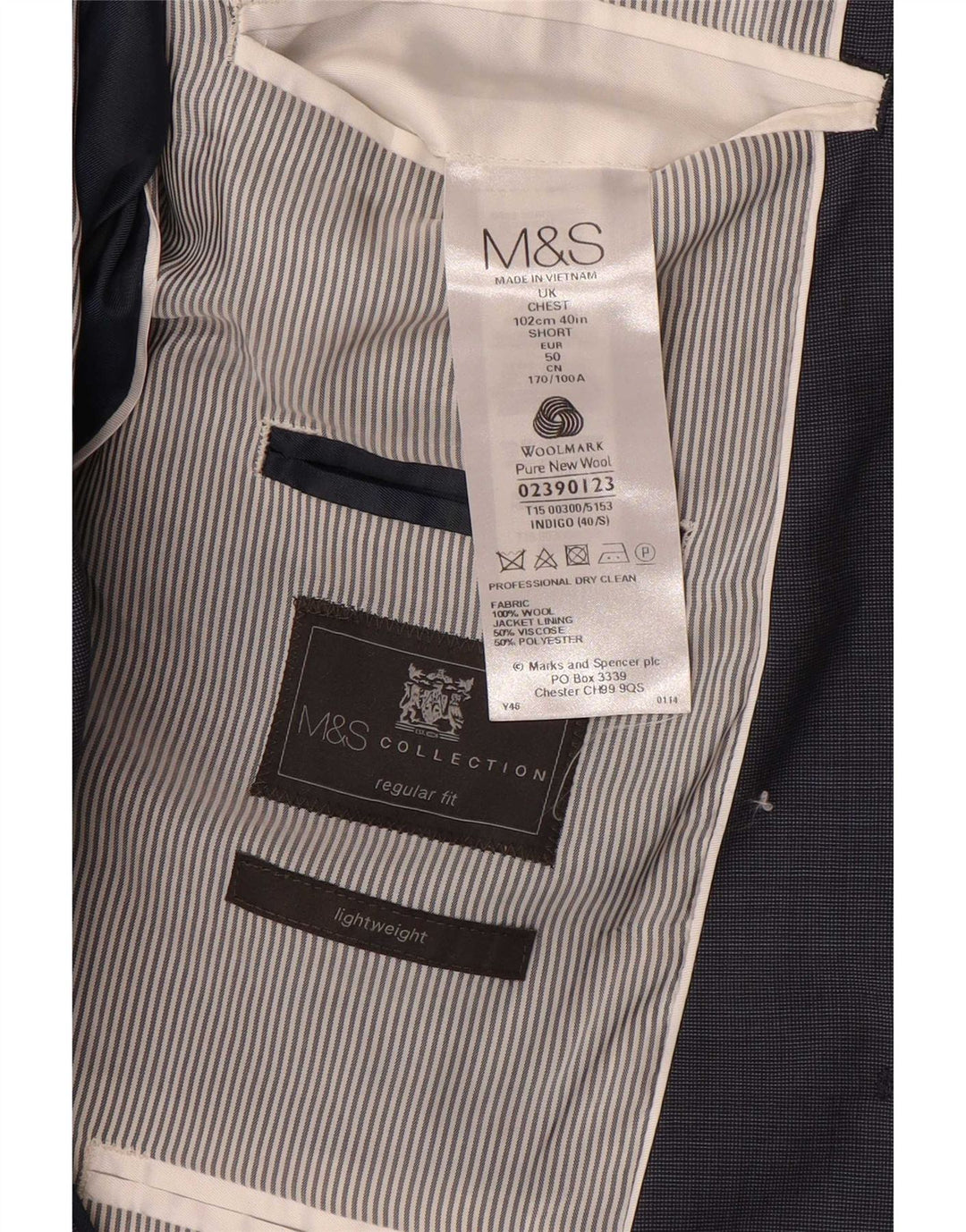 MARKS & SPENCER Herren-Blazer mit 2 Knöpfen, Größe UK 40, mittleres Marineblau