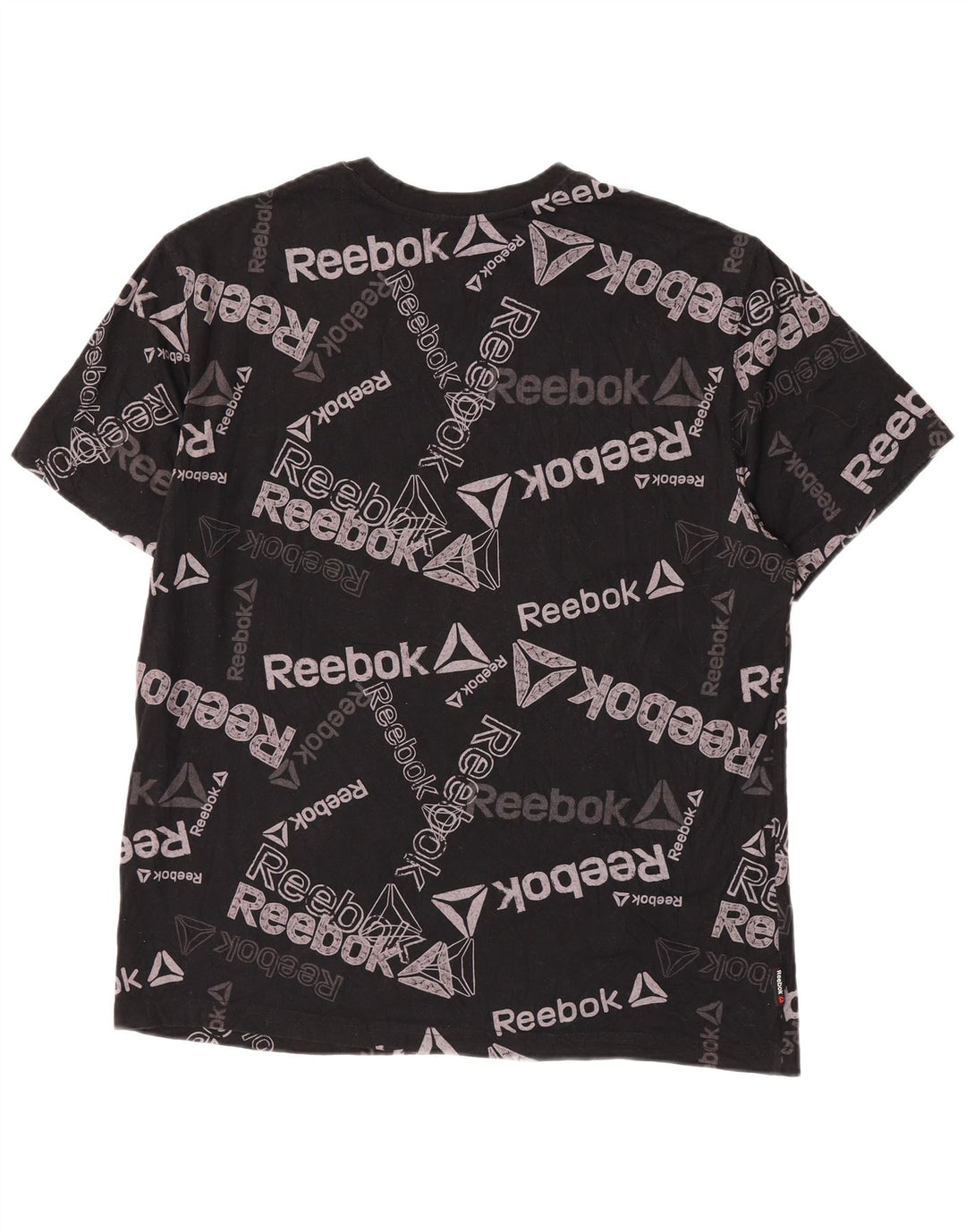 Reebok Herren Graphic T-Shirt Top Large Schwarz Baumwolle