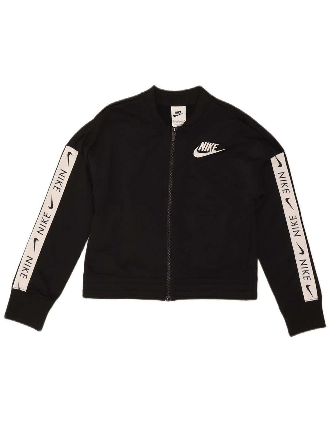 NIKE Girls Graphic Tracksuit Top Jacket 10-11 Years Medium Black